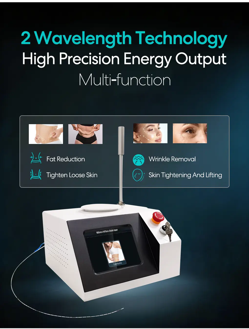980nm 1470nm lipolysis diode laser machine function