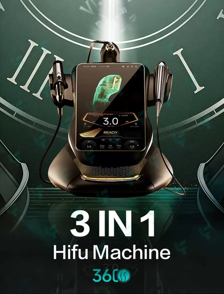 Salon-grade HIFU Machine with RF and EMS for face and body treatments