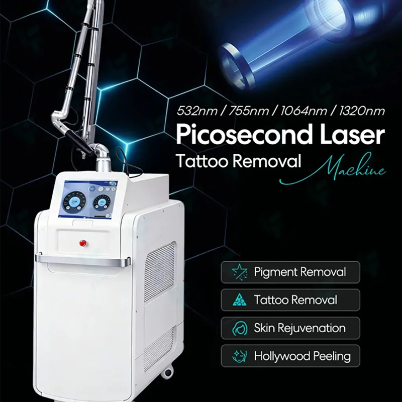side view of picosecond laser tattoo removal machine with mechanical arm banner