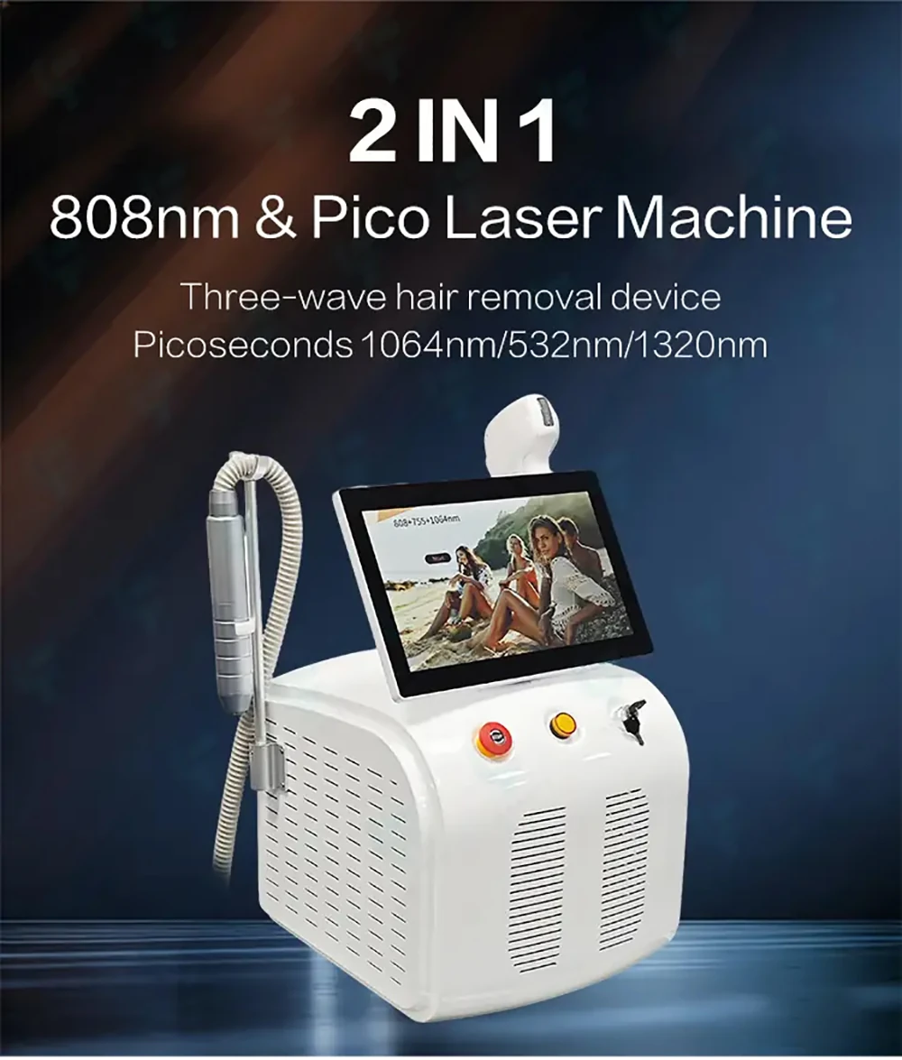 portable 2 in 1 pico and diode laser hair removal device