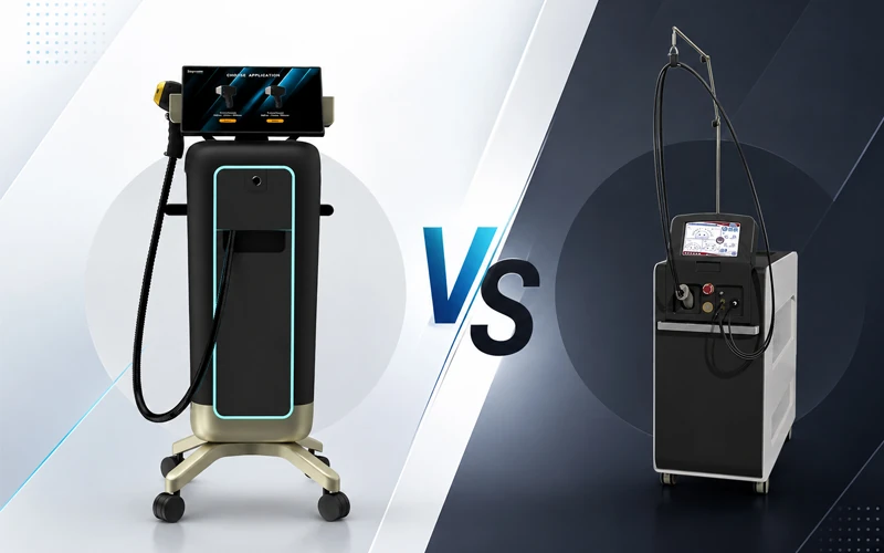 Comparison cover showing a multi-wavelength diode laser machine versus an alexandrite Nd YAG laser hair removal system.