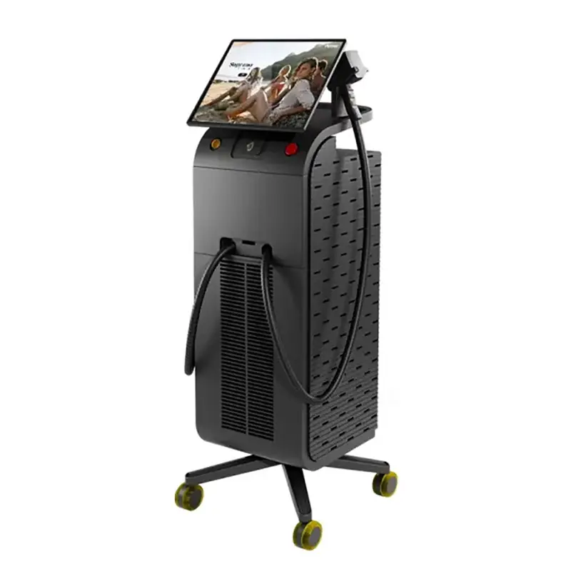 diode laser hair removal system with angled touchscreen console, side ventilation panels, and wheeled base