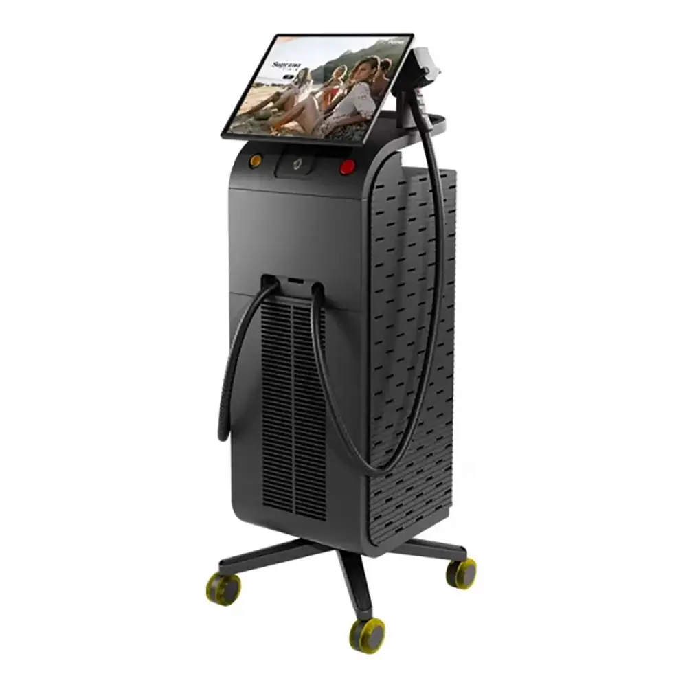 professional diode laser hair removal machine with touchscreen display and handheld treatment applicator